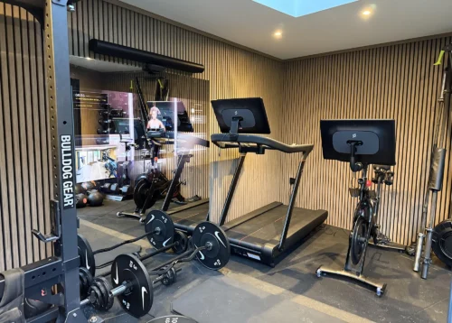 55 Gym Mirror TV with Grey Dielectric Mirror TV Glass