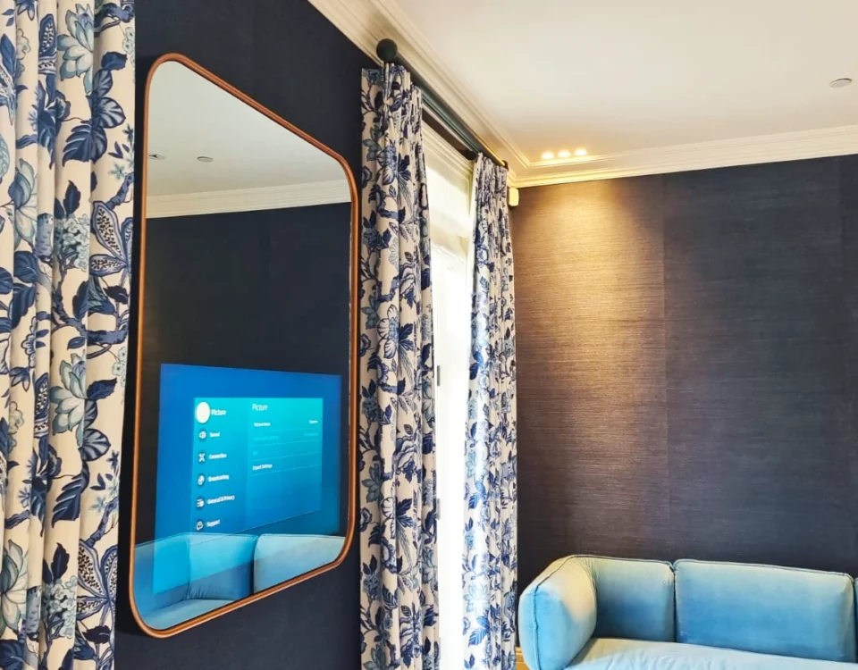 Luxury Bespoke Bronze Mirror TVs portrait on