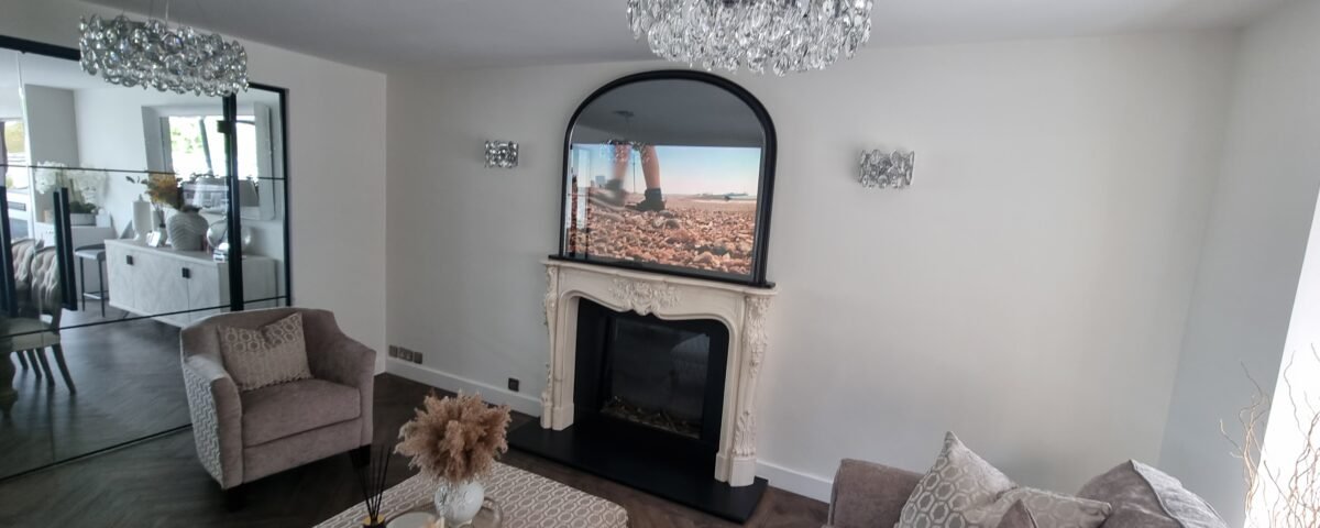 Overmantel Mirror TV Frame Saville Row Black and Silver