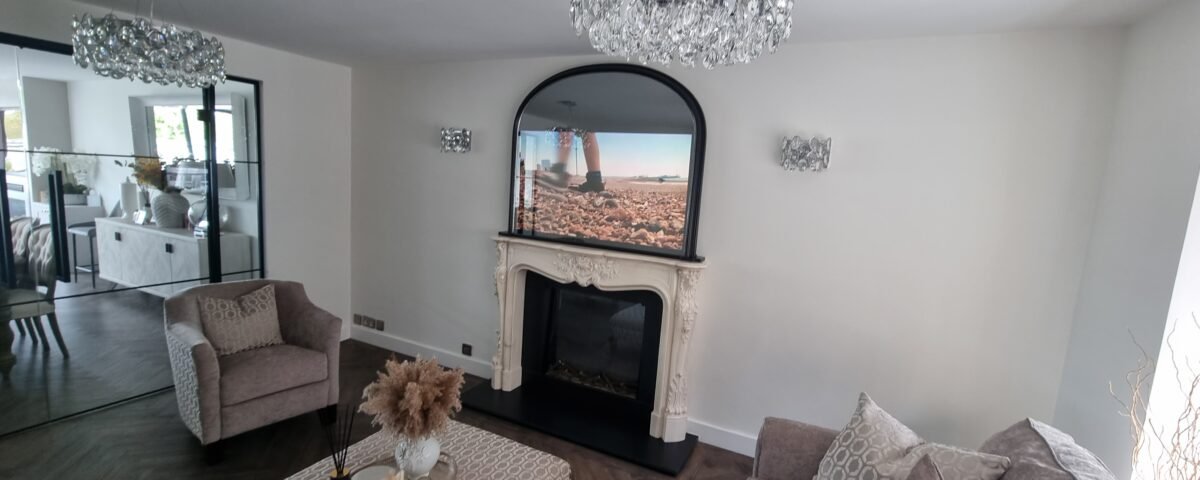 Overmantel Mirror TV Saville Row Black and Silver